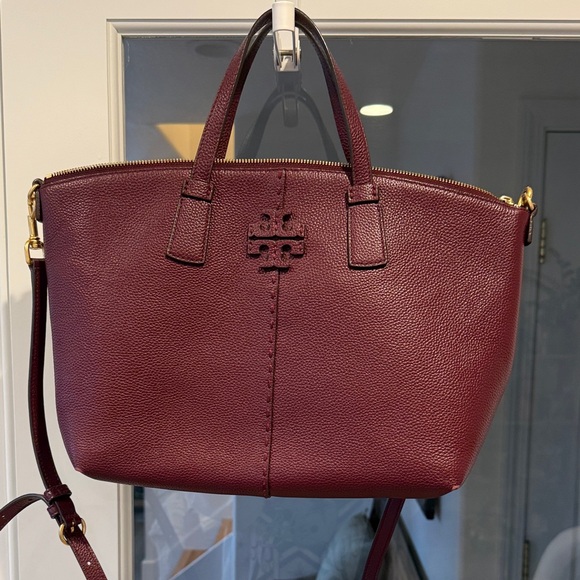 Tory Burch Handbags - Tory Burch Merlot Pebbled Leather Satchel